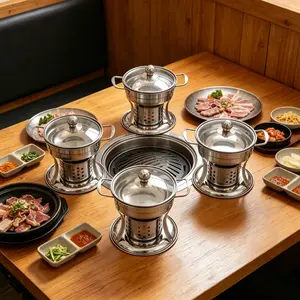 CNCEST 4-Pack Chafing Dishes Set for Buffet, 1.32 Gallon Each 410 Stainless Steel Hot Pot With Glass Lid & Burner Holder for Wedding, Party & Catering