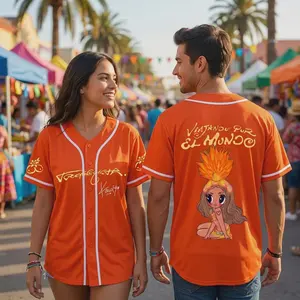 Summer Festival Orange Jersey, Gift For Fans, Tour 2026 Jersey, Baseball Jersey Shirt, Lightweight Button-Up Design, Trendy Sport Style