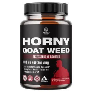 Horny Goat Weed for Male Enhancement - Testosterone Booster Supplement for Men - 1000mg per serving Complex with Tongkat Ali Saw Palmetto Extract & Panax Ginseng - Black Maca Root for Stamina & Energy