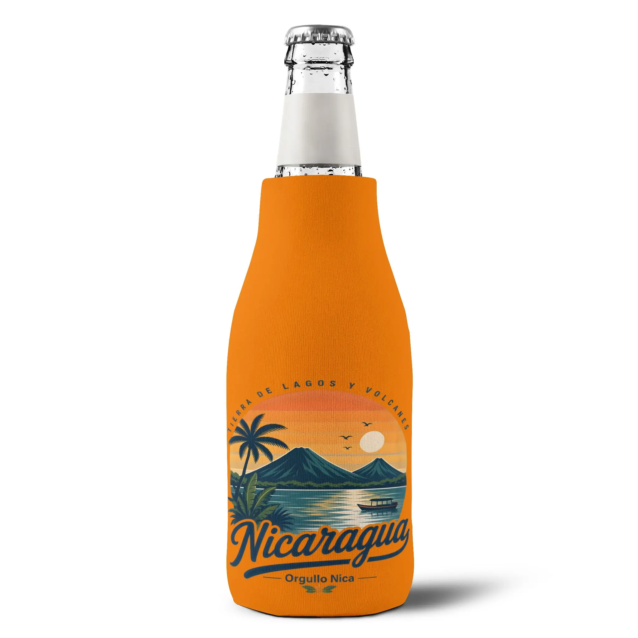Nicaragua Sunset Landscape Zip-Up Bottle Cooler Sleeve | Neoprene can cooler