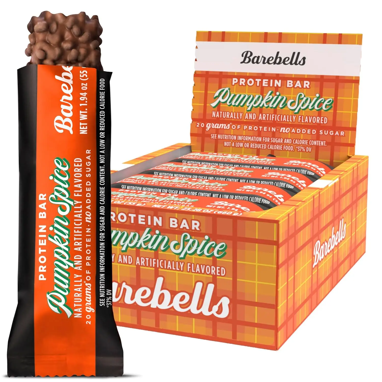 Barebells Protein Bars Pumpkin Spice – 12 Count, 20g High Protein Treats – Seasonal Pumpkin Spice Nutrition Bar with Low Sugar – On-The-Go Breakfast or Post-Workout Snack (Pack of 2)