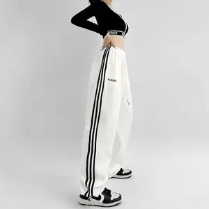 Embroidered Patchwork Wide-Leg Athletic Sweatpants | 4 Colors