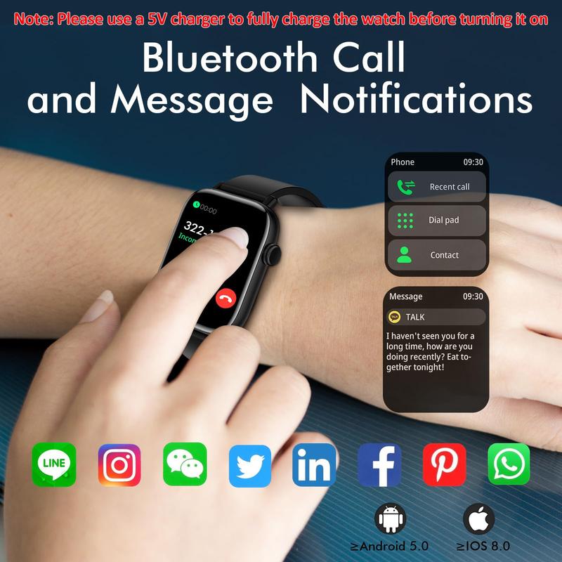 1.85"Large-screen Smartwatch,Compatible WithAndroid/iPhone, Featuring High-definition Voice Calls,Multiple Sports Modes, Suitable For Sleep Monitoring,Daily Wear,With A Variety Of Interfaces ToChoose From.Back-to-school gifts,valentines gift for boyfriend