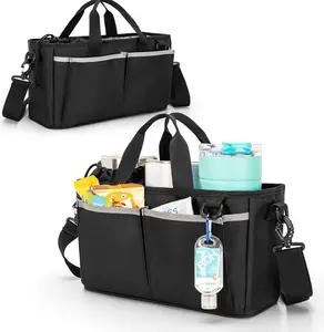 Water Bottle Carrier with Drawstring Buckle, 32/40oz Drinkware Holder Bag with Detachable Divider, 3 Cup Carrier with Adjustable Shoulder Strap