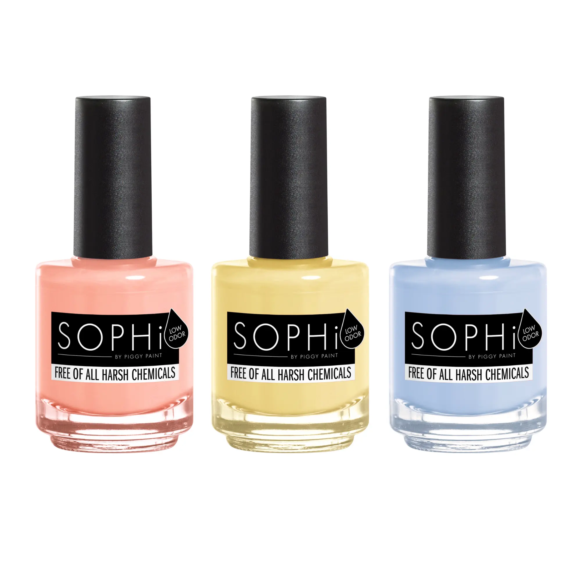SOPHi Pretty in Pastels Non-toxic Nail Polish Trio - Peach Perfect, Morning Glow, On Cloud Nine - 0.5 fl. oz. - Cruelty-free, Vegan, Water-based Formula