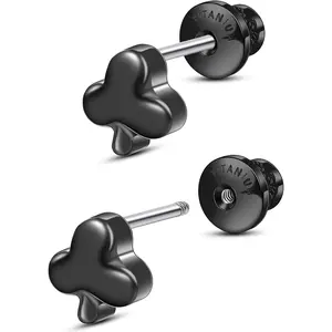 Titanium Earring Studs, Implant Grade F136 Earrings with CZ Screw   for Women and Men  Ears