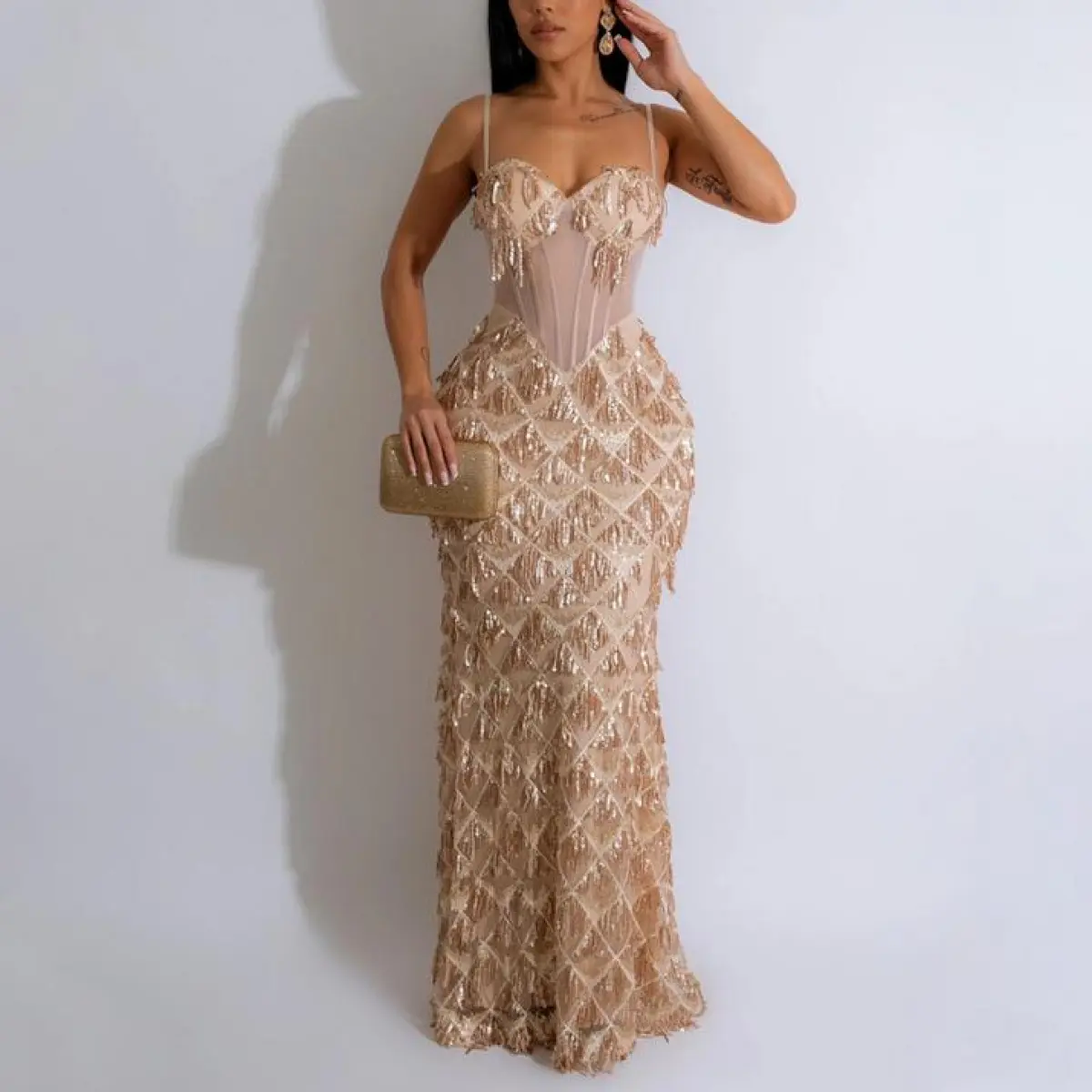 2025 Sequin Strap Party Dress Night Club Wedding Guest Outfit Formal  Women's Wear Cocktail Dress Adjustable