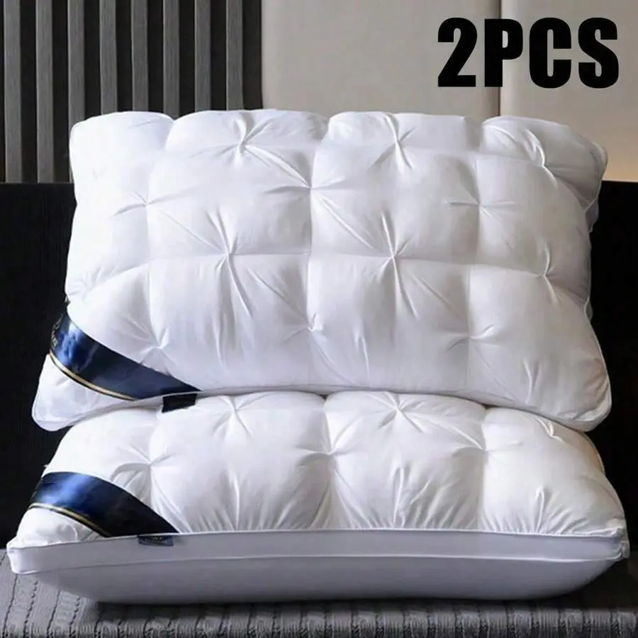 Queen Pillow Set Of 2 , Soft Support Queen Pillow Set Of 2 , Hotel Collection Standard/Queen Bed Pillow Set Of 2 , Down Alternative Bedding For Back, Stomach, Or Side SleepersLuxury Hotel Gel Pillow Room Decor, Easter Gift (White Gray)