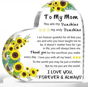 Mothers Day Gifts for Mom Wife from Daughter Son Husband, 5.9×5.9 inch Delicate Heart Plaque Decorations, Valentines Day Gifts for Mom Stepmom Grandma
