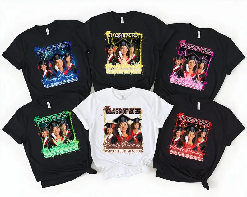Custom Graduation Shirts 2025, Senior Photo T-Shirt, Personalized Graduate Tee, Family Matching Shirts, Class of 2025 Gift, Senior Outfit