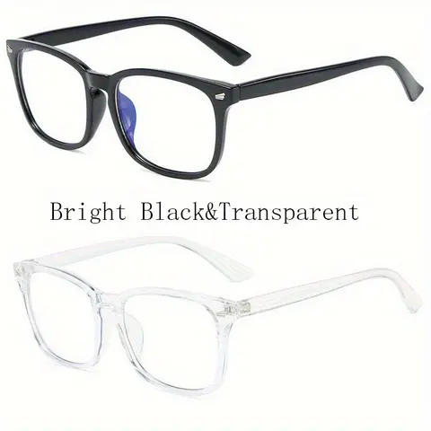 Unisex 2-Piece Classic Eyewear Frames Set - Retro Minimalist Full-Frame, Fashion Accessory Eyewear, Stylish Glasses, Trendy Shades, Accessory Non-Prescription for Office & Any Occasion