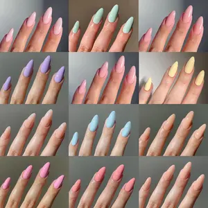 288pcs Almond Shape Acrylic Nails Set, Nail Design Kit, Glossy Finish, Reusable False Nail Tips with Storage Box, Perfect for Women & Girls