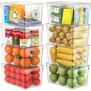 4/6/8/10 Pack Clear Storage Bins with Lids Stackable, Large Plastic Storage Bins with Handle for Pantry Organization and Storage, Perfect Containers for Fridge Organizer, Freezer, Kitchen, Cabinets, Bathroom