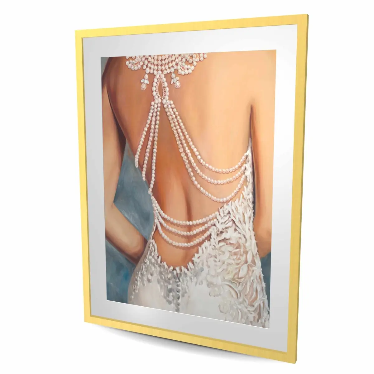 212 MAIN 36x48 in. Beige Romantic Wedding Dress Framed Matted Print Wall Art - Home Decor Poster, Room Decoration Piece, Ideal Gift for Newlyweds