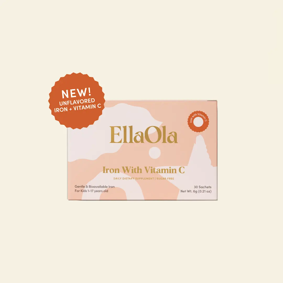 EllaOla Kids Iron & Vitamin C Blend Powder - 30-Day Supply - Growth & Brain Support - Zero Sugar - Allergen-Free - Gluten-Free - Pediatrician-Developed