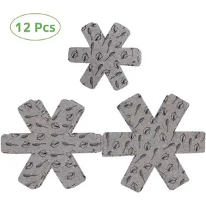 Cookware Protector Pads, Stacking Cookware Protectors/Separators, for Protecting and Separating Cookware, 12-Set, 3 Sizes