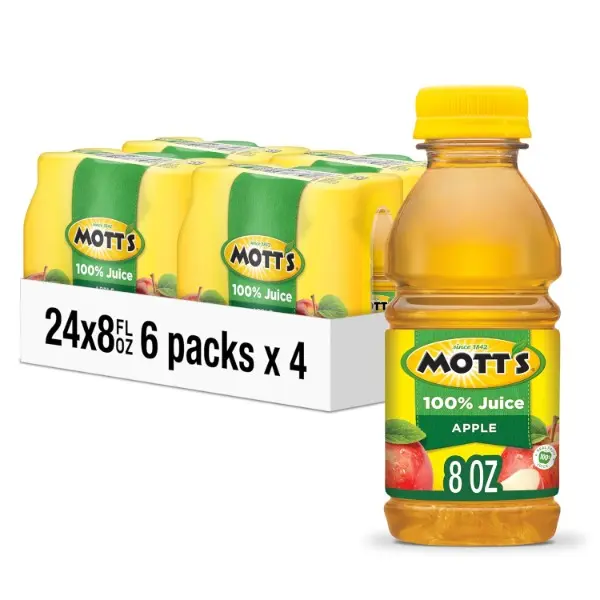 100% Natural Fruit Juice Beverage, 8 Fl Oz Bottles (24-Count, 4 Packs of 6) - 2 Fruit Servings, Vitamin C-Rich, Crisp, Gluten-Free, Caffeine-Free, Kosher, Halal Certified, No Artificial Colors/Sweeteners