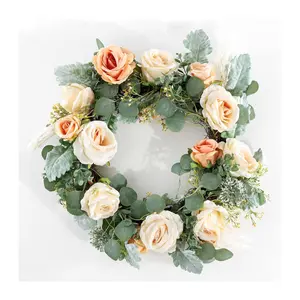 Safavieh Faux 24" Rose & Eucalyptus Wreath