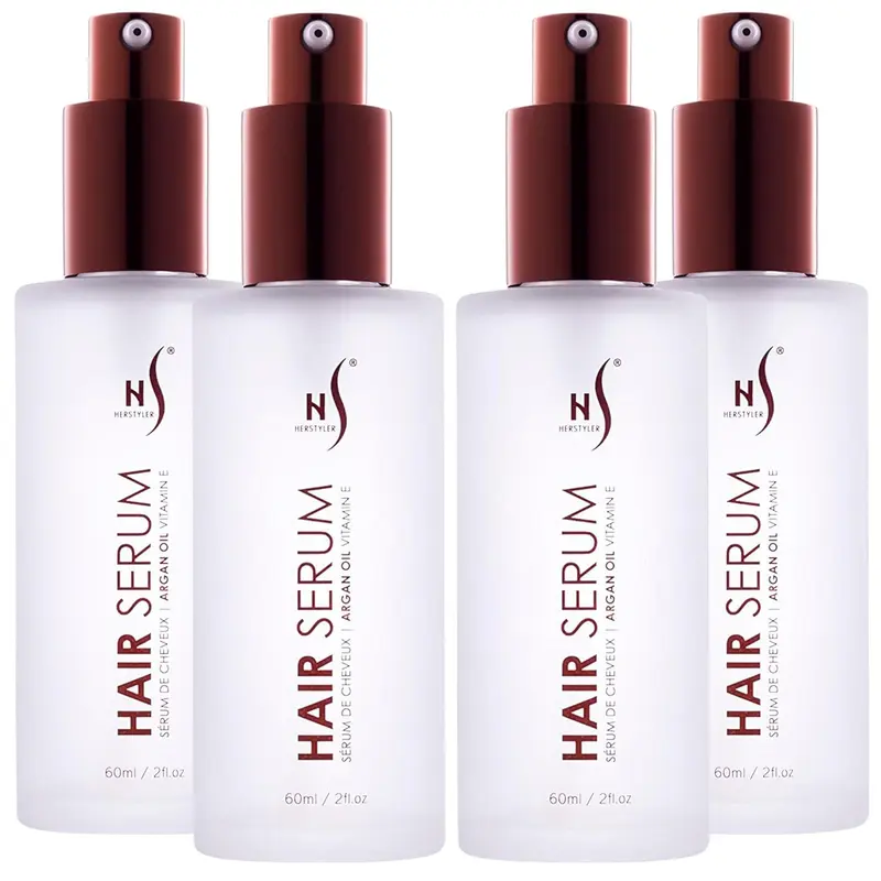 Herstyler Argan Oil Hair Serum - Anti-Frizz Hair Serum for Frizzy and Damaged Hair - Lightweight Heat Protectant Serum for Hair Growth - Hair Oil Serum with Aloe Vera, Vitamin E & Argan Oil - Boosts Shine & Hydration - Haircare - 2 Fl Oz - 4 Pack Natural