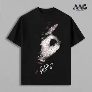 Drake Iceman Sparkling Rhinestone Glove High-Quality Cotton T-Shirt, Aubrey Drake Graham Signature Merch, Oversized Streetwear Graphic Shirt, Abstract Glitch Hand Sign Apparel, Heavyweight Dark Urban Fashion Tee
