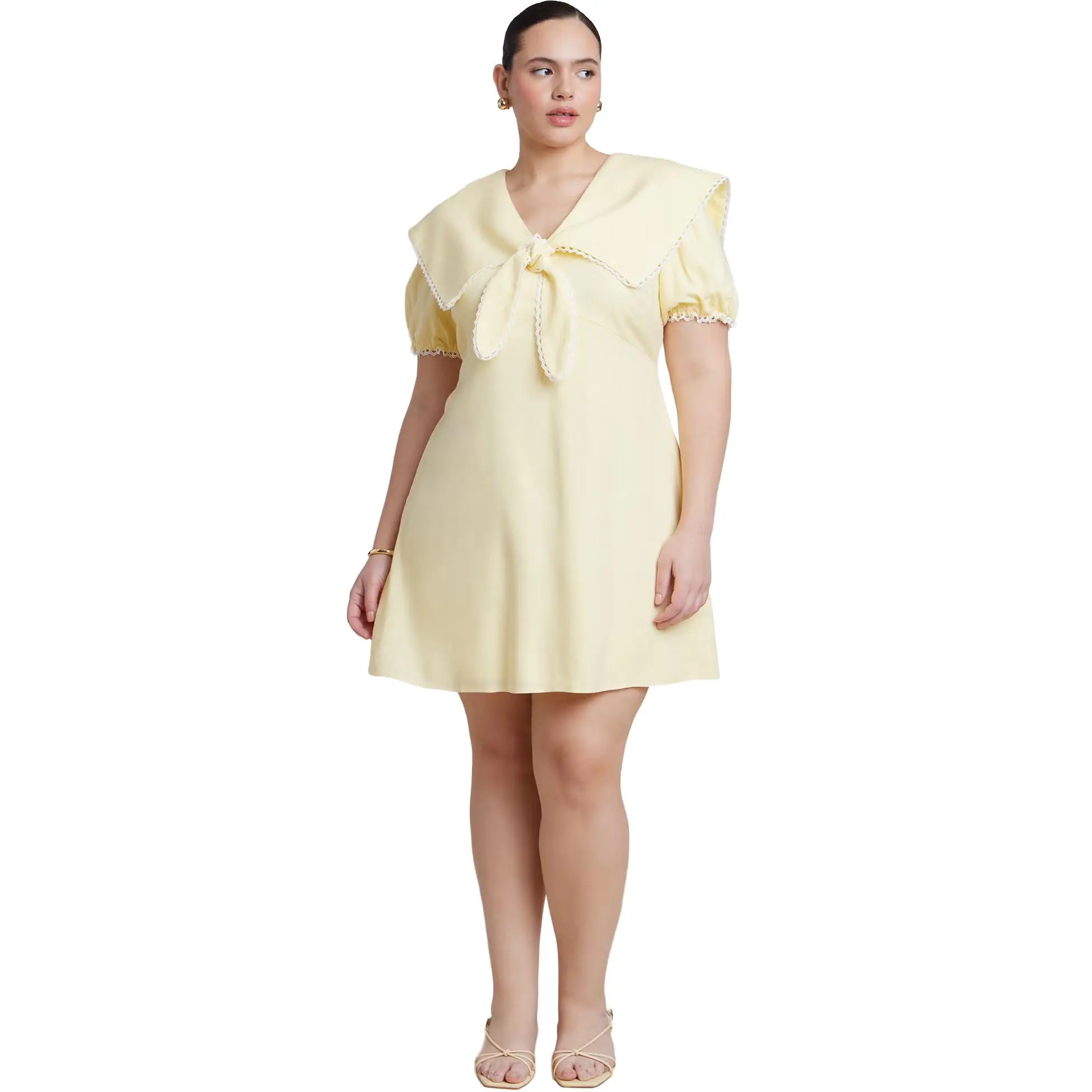 ELOQUII Women's Plus Size Sailor Collar Mini Dress