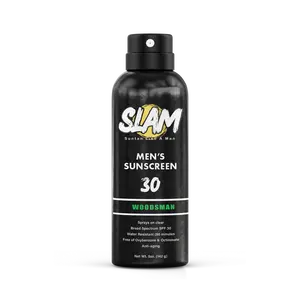 Men's Cologne Sunscreen. SLAM Lotion.  Spray with a manly fragrance. Suntan Like A Man! Body Care Scented Cosmetic. Sunblock for men