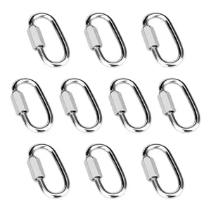 10 Pcs 1.5 Inch 304 Stainless Steel Screw Chain Quick Links, 175 Lbs Capacity Carabiner, Locking Quick Chain Repair Links, Pets Keychain for Outdoor Traveling Equipment