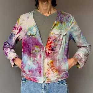 Women’s 14 light pastel rainbow jacket half zip up bomber blazer