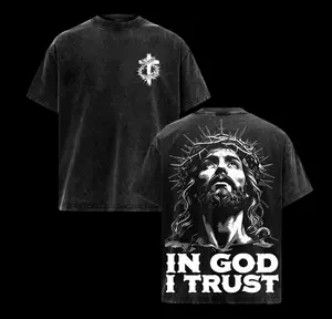 "IN GOD I TRUST" Jesus Crown of Thorns God Apparel Tee Washed, Easter T-Shirt, Jesus T-Shirt, Easter Streetwear, Christian Apparel Graphic Tees, Gym Pump Cover , Church Outfit