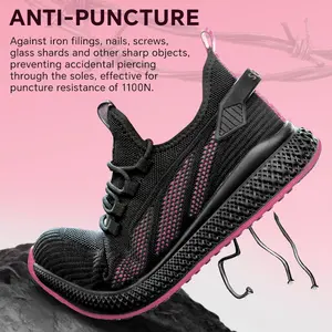 SPIEZ Women's Anti-Puncture Safety Sneakers Composite Toe Lightweight Breathable Workwear Iron Filings Screws Glass Shards All Seasons Shoes Nurse Shoes Nails Footwear Dry Closed Worker