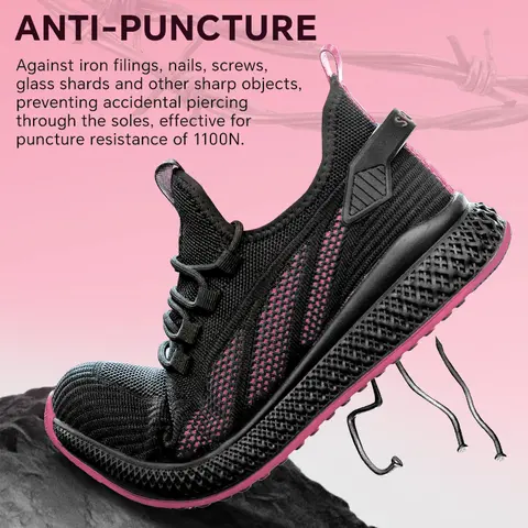 SPIEZ Women's Composite Toe Work Safety Footwear - Lace-Up, Breathable Mesh, Lightweight, Puncture Resistant, Casual Walking Shoes for Worker, All Seasons Protection Against Iron Filings, Screws, Glass Shards, Nails