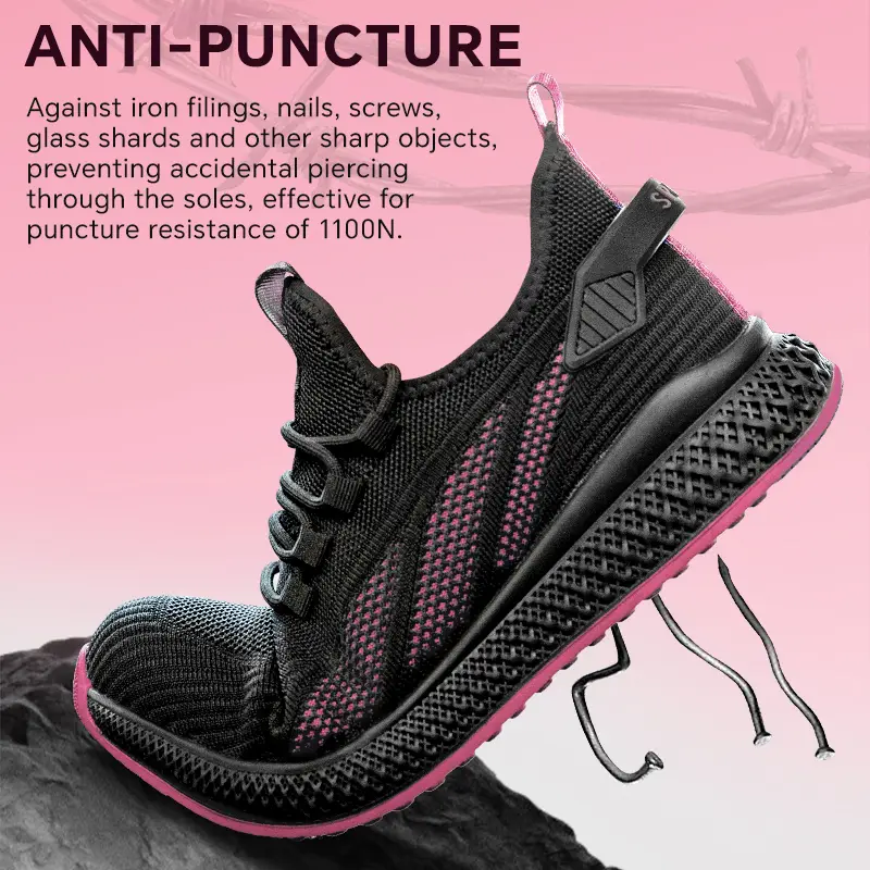 SPIEZ Women's Anti-Puncture Safety Sneakers Composite Toe Lightweight Breathable Workwear Iron Filings Screws Glass Shards All Seasons Shoes Nurse Sho