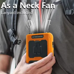 10000mAh Portable Neck & Waist Fan with Power Bank | Strong Wind | LED Display | USB-C Charging | Metal Body | 5 Speeds | Outdoor Camping Travel Emergency Light & SOS Alert Usb Handheld Fan Handheld Turbine Cooling