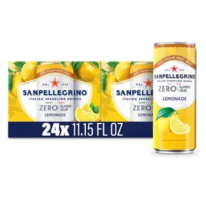 Sanpellegrino Zero Grams Added Sugar Italian Sparkling Drinks Lemonade, Sparkling Lemon Beverage, 24 Pack of 11.15 Fl Oz Cans