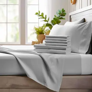 4/6-Piece Extra Deep Pocket Bamboo Sheet & Pillowcase Set - Ultra-Soft, Breathable, Cooling, Wrinkle-Free Hotel Luxury Bedding for Kids & Adults