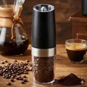 Stainless Steel Portable Grinder, Corrosion-Resistant, One-Hand Operation, Adjustable Coarseness, Non-Slip Grip, Dual Power Supply, Quick-Detach Parts, Anti-Clumping for Coffee & Spices, Coffee Grinders