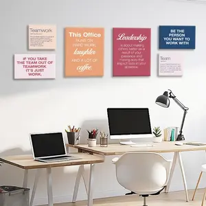 Inspirational Canvas Wall Art for Office Teamwork Motivational Decor Positive Quotes Set of 6 Poster Room Photo Ornaments Artistic Print Decoration