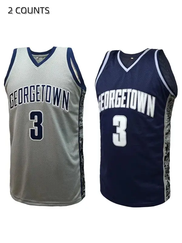 Georgetown University #3 Basketball Uniform, Double Color Edition,Classic College Style