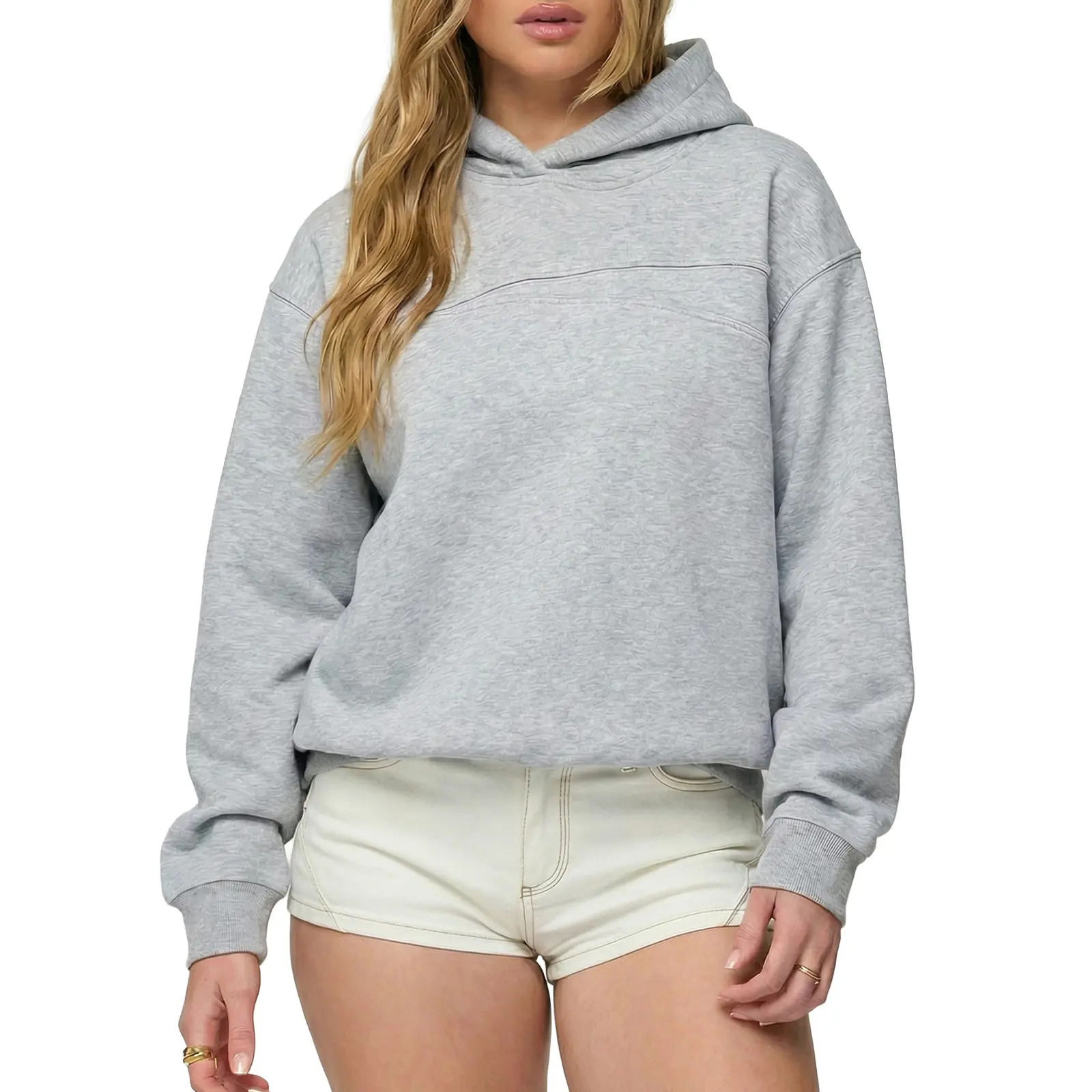 Eytino Womens Plus Size Exposed Seem Hoodie Drop Shoulder Long Sleeve Soft Loose Hooded Pullover Tops (1X-5X)