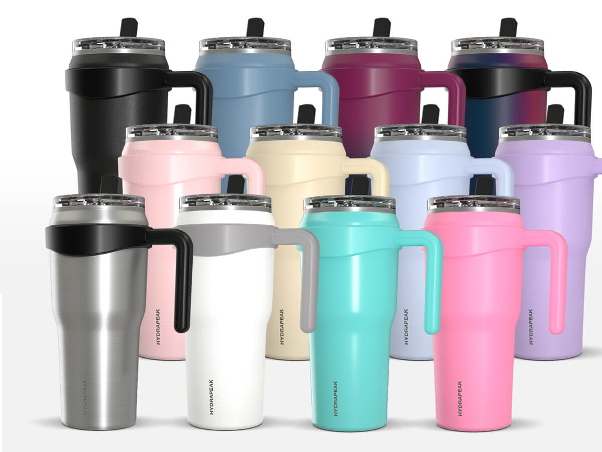 Hydrapeak Roadster 40oz Tumbler with Flip Up Sip & Straw - Insulated Water Bottles, Rubber Bottom, Stainless Steel Drinkware, Leak Proof Portable Travel Flask