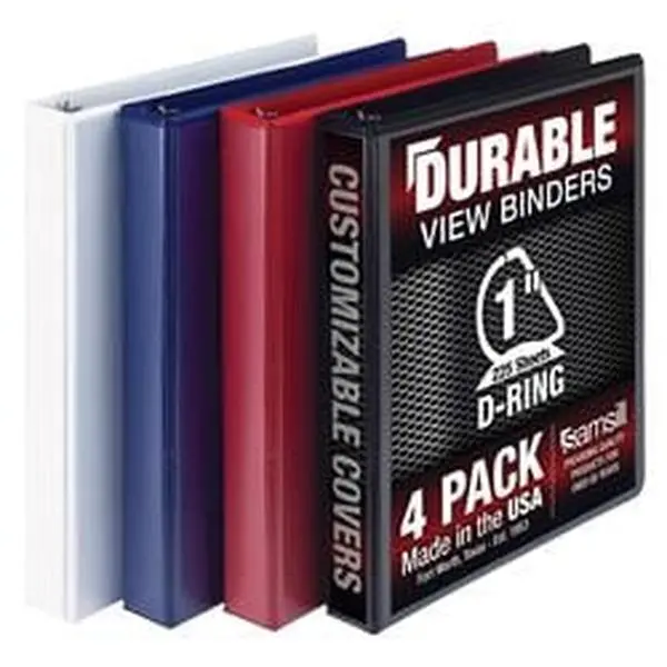 Samsill MP46409 1 in. Durable DR Basic Binder, Assorted Color - Pack of 4