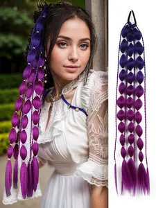 26-Inch Gradient Lantern Bubble Braid Wig, Handmade Braided Hairband, Lightweight Realistic Hair, Perfect for Cosplay and Events