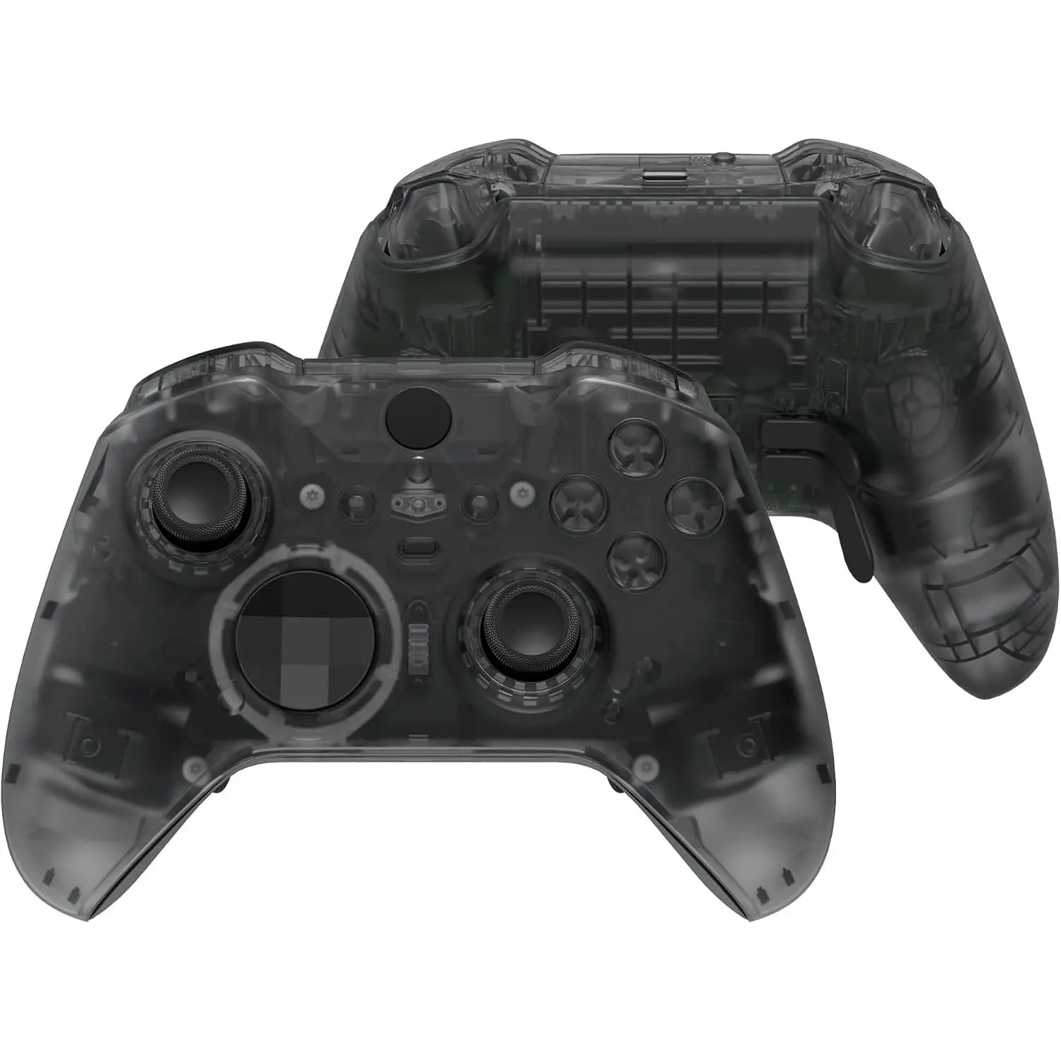 eXtremeRate Full Set Shell Buttons for Xbox One Elite Series 2 Controller, Clear Black Replacement Faceplate Back Plate Bottom Shell with Buttons for Xbox Elite Series 2 Core Controller - Model 1797 Gaming Console Accessories