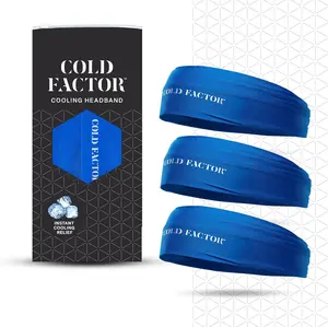 COLD FACTOR Cooling Headband 3-Pack - Instant Chill & Sweatproof, No-Drip Fit for Enhanced Performance, Sweat-Wicking, Reusable & Machine Washable