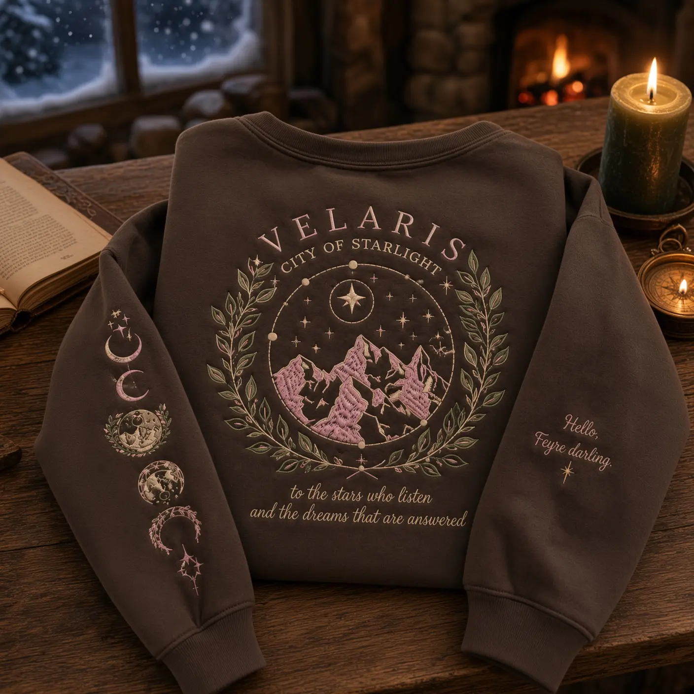 Velaris City of Starlight Embroidered Sweatshirt, ACOTAR Inspired Crewneck, Bookish Fantasy Sweater, Reader Gift, Cozy Book Lover Gift
