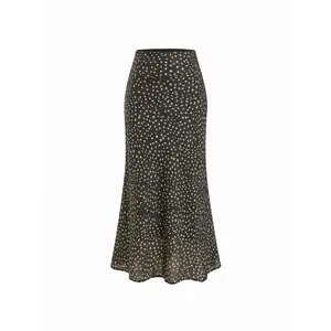 Cider Polka Dot Zipper Mermaid Maxi Skirt