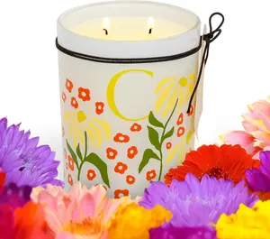QUALIA Scented Candle 17.5 oz – Large Tumbler with Dual Wicks, 110-Hour Burn Time, Long-Lasting Fragrance, Ideal for Home Decor or Holiday Gifting (Letter C, Vivid Blooms)