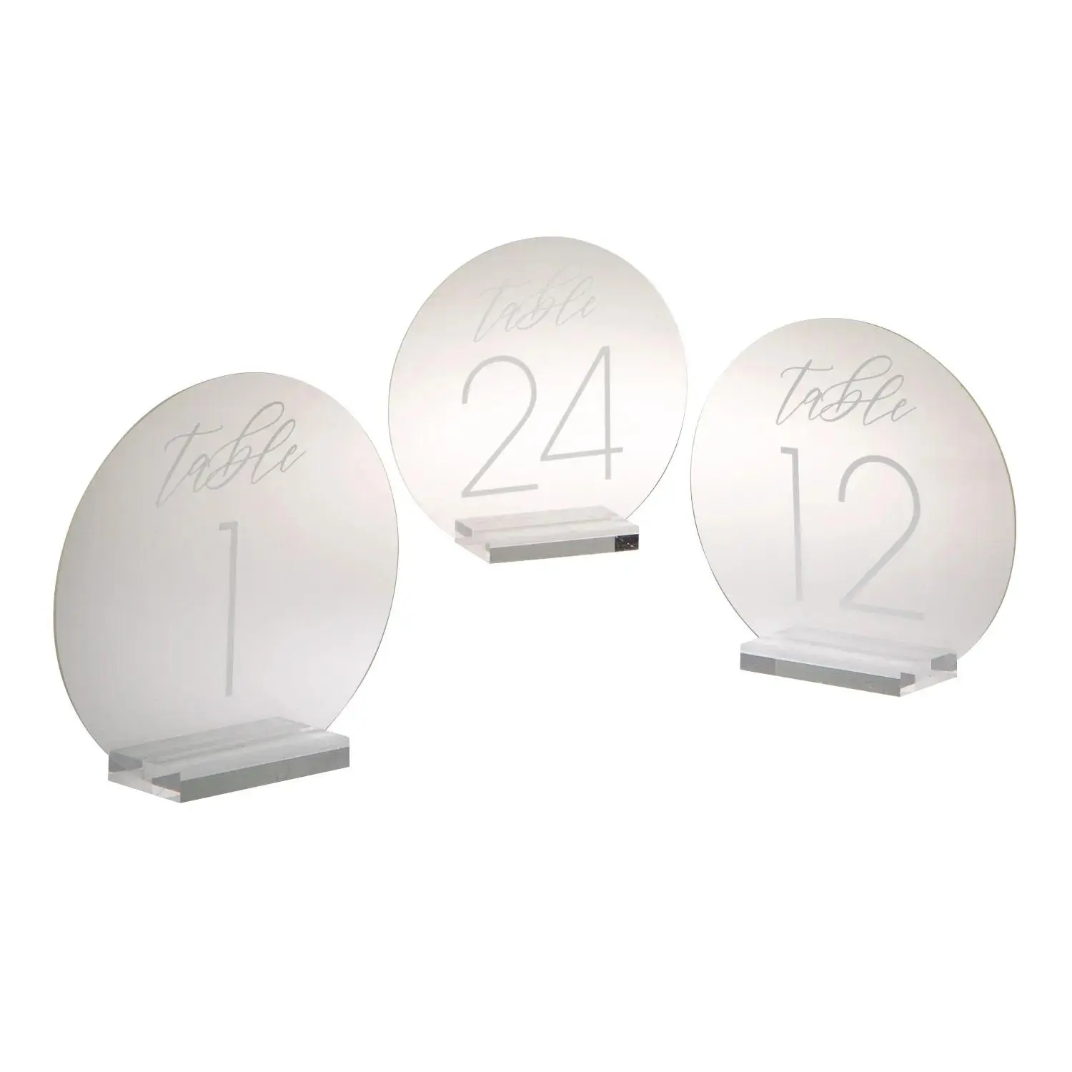 24-Pc Numbered Classy Contemporary Acrylic Plastic Table Number Signs Set - 6" with 3"x1/2" Sturdy Base, Acrylic Plaque Sign for Wedding Reception Formal Events, Helps Guests Locate Tables