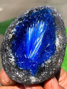 1PC Rare Blue Geode iron ore Phosphorus Magnesium Mine Crystal, Flash Royalblue Geode Mineral Specimen, Unique Crystals, Natural Crystal Geode, Specialty Beading&Jewelry Making Accessories, Perfect Home Collection Decorative Art, Unique Holiday Gifts