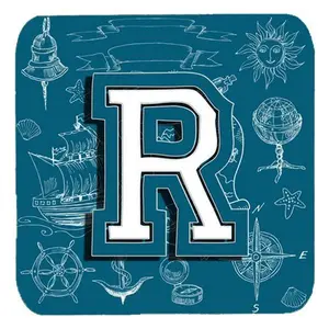 Carolines Treasures  Letter R Sea Doodles Initial Alphabet Foam Coasters- Set Of 4